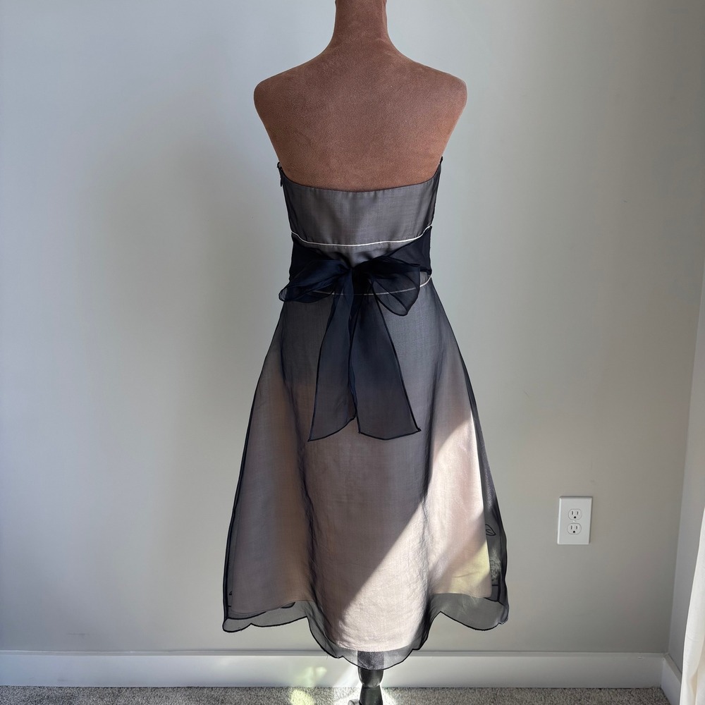 Vintage White House Black Market Silk Dress 4 Strapless Organza Dark Romance - Picture 2 of 16
